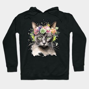 Siamese Cat Floral Cat Mom Mother's Day Gift Idea Hoodie